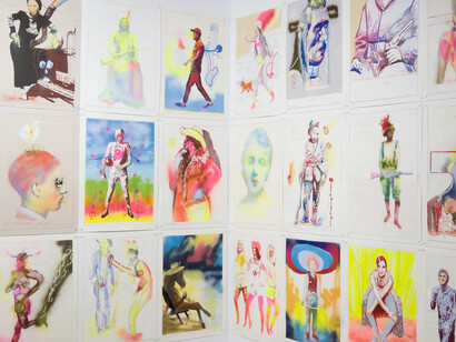Alessandro Pessoli, NY window, exhibition view. Courtesy of Anton Kern Gallery