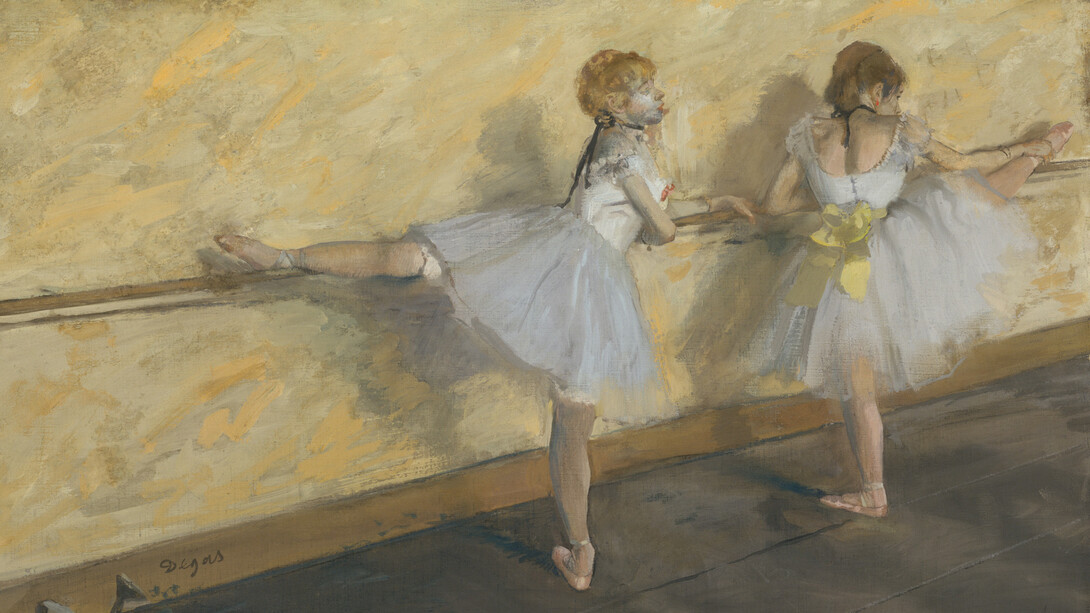 Edgar Degas, Bailarinas practicando en la barra
