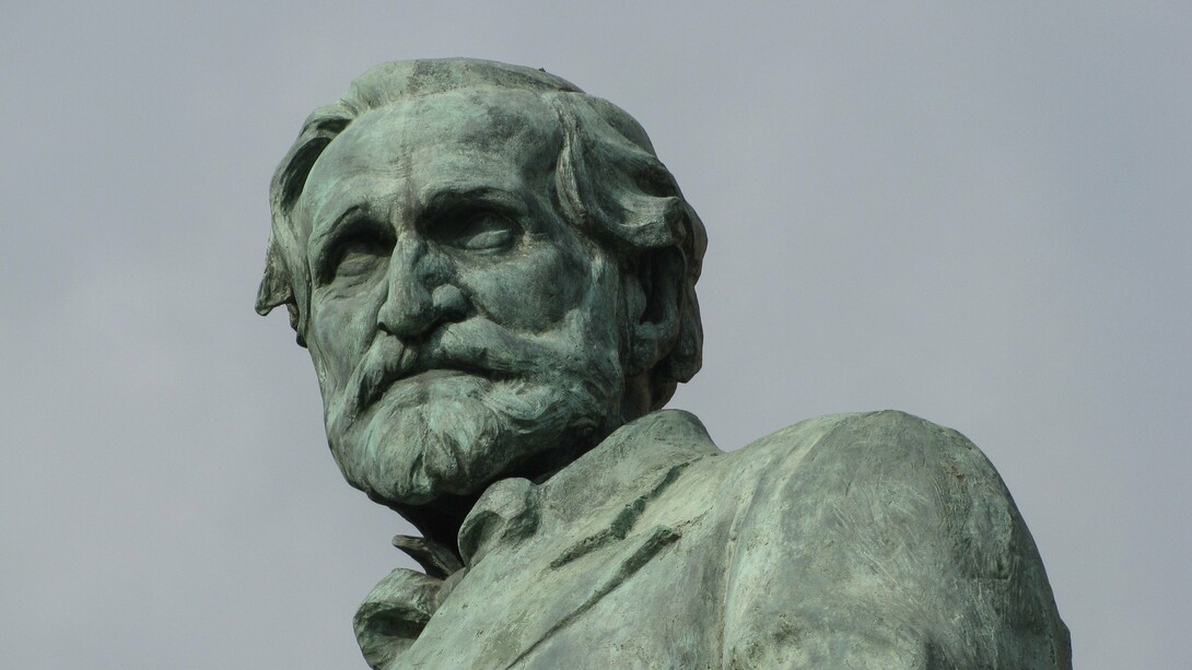 Monumento a Verdi ubicado en Busseto, provincia de Parma, cuna del célebre compositor