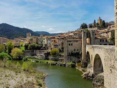 The historic bridge in Besalú, a picturesque medieval town in Catalonia, stands as a testament to the region's rich architectural heritage