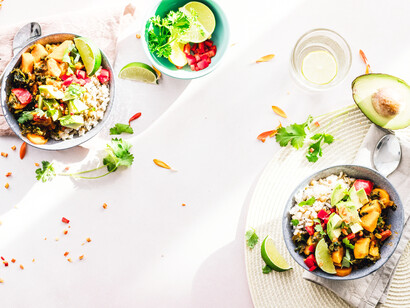 Two bowls full of healthy food