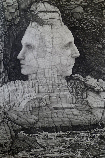 Colette Robbins, The Sentinel, 2013, Graphite painting on paper, 60 x 40 inches