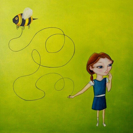 Samantha Yallope, Bee Line, Oil on Canvas, 18" x 18"