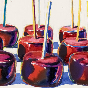 Nine Jelly Apples, 1964, watercolor and graphite. Yale University Art Gallery, Gift of George Hopper Fitch, B.A. 1932. Photography by Tony De Camillo. © Wayne Thiebaud/Licensed by VAGA, New York, NY