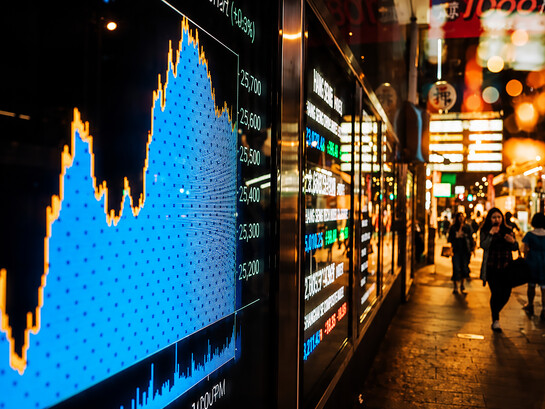 A financial market display reflects the growing intersection of global commerce, economic security, and national industrial strategy in an increasingly fragmented world economy