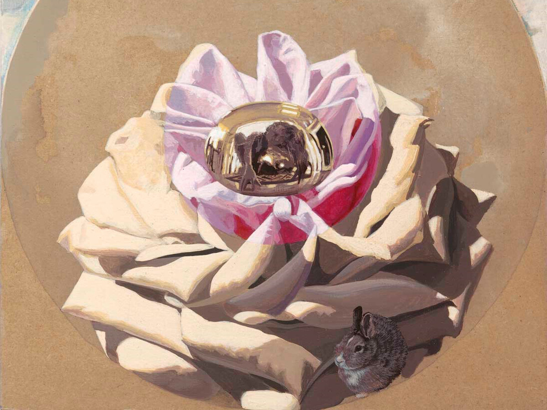 Catherine Barron, Soft day (detail), thank god, acrylic ink on board, 12 x 12 inches