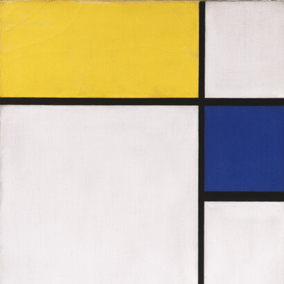 Piet Mondrian, "Composizione con blu e giallo" (1932), Philadelphia Museum of Art, USA. L'astrattismo di Mondrian e il piacere dell'esistenza di Matisse, con la sua luce mediterranea, sono forse agli antipodi, ma ci dicono come ci possiamo confrontare col mondo e con la storia