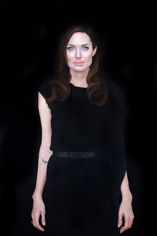 MENPO, Angelina Jolie III, Oil on Canvas, 46" x 29"