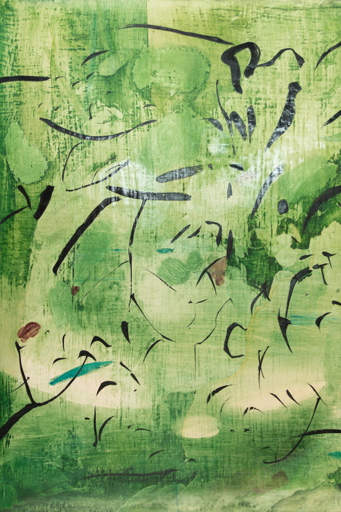 Nina Royle, Undergrowth_Ink acrylic, oil and shellac on a shaped wood and gesso panel_39.5 x 30 cm_2015. Courtesy of Gallery 8