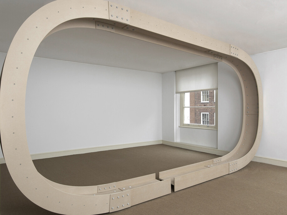 Frances Richardson, I-beam to walk through, 2011, MDF, nuts, bolts, paint, Installation view, Trinity Contemporary, London. Courtesy of VITRINE