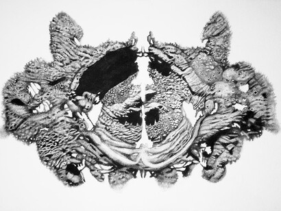 Colette Robbins, Mamillary Body, 2014. Graphite painting on paper, 15 x 22.5 in.