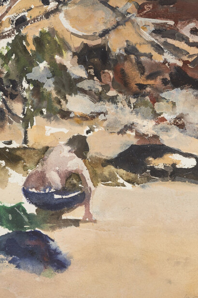 Nicholas Harding, Estuary figure (green bag), 2010. Courtesy of Olsen Gallery