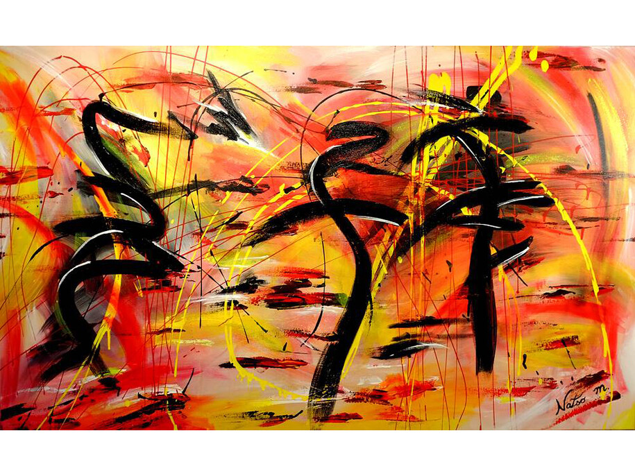 Natso, Alive and Dancing, Acrylic on Canvas, 36" x 60"