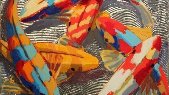 Frank Hyder, Silver Circle, 2013, acrylic, oil, metal leaf & resin on canvas, 21.5 x 17.5 inches