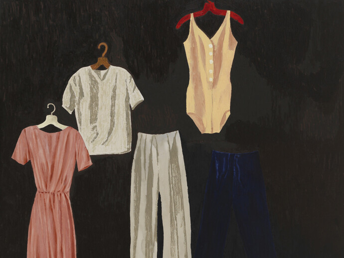 Mamma Andersson, Garderobe, 2014, Oil on panel, 49 1/4 x 59 inches (125 x 149.9 cm)