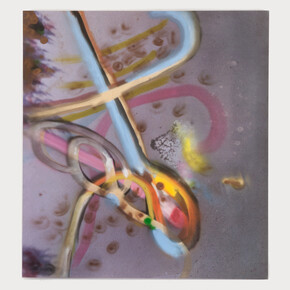 Julian Schnabel, Untitled, 2015, Inkjet print, spray paint on polyester, 111 x 102 inches (281.9 x 259.1 cm)