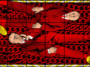 Gilbert & George, Chains, 2022, mixed media, 88.98x149.61 inches, © Gilbert & George. Courtesy the artists and Lehmann Maupin, New York, Hong Kong, Seoul, and London