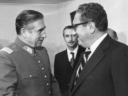American diplomat and political scientist Henry Kissinger alongside Augusto Pinochet, former president of Peru, 1976
