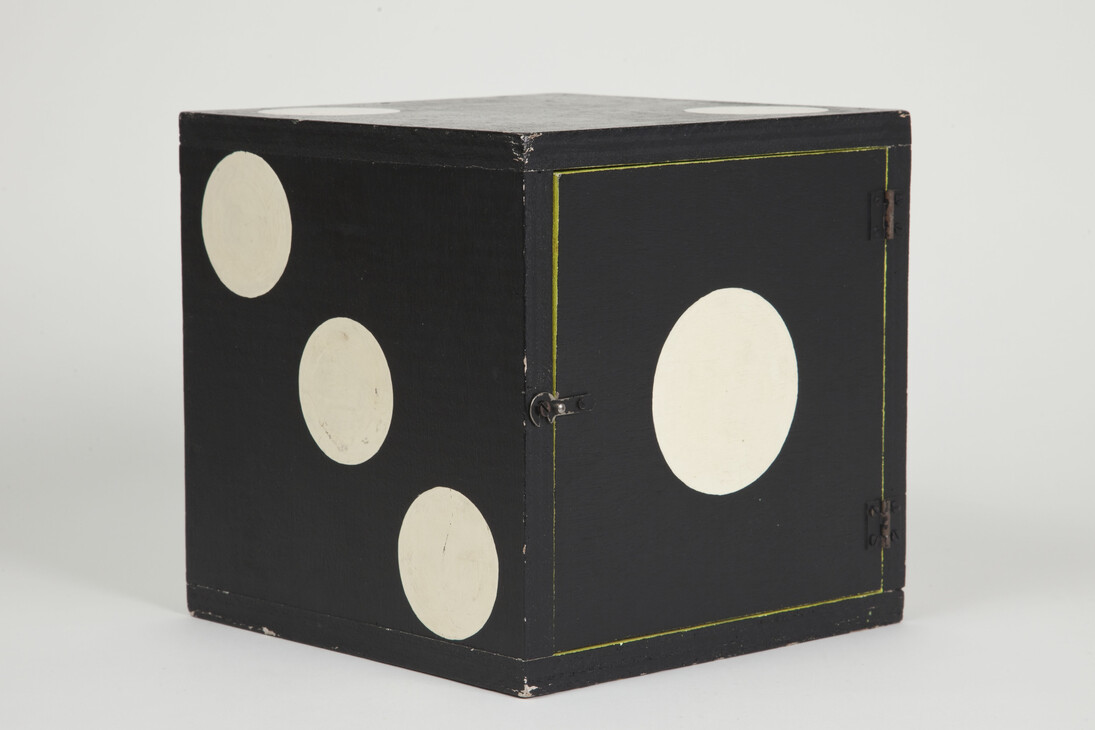 Tetsumi Kudo , Your Portrait – R (exterior), 1965 – 1966, Wood, paint, plastic, cotton 
29.8 x 29.8 x 29.8 cm / 11 3/4 x 11 3/4 x 11 3/4 in. Photo: Jessica Eckert © Estate of Tetsumi Kudo, ADAGP, Paris, ARS, New York and DACS, London 2015, Hiroko Kudo. Courtesy Hauser & Wirth and Andrea Rosen Gallery


