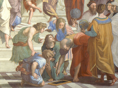 Raffaello Sanzio, Scuola di Atene, 1509-1511 ca, Musei Vaticani, particolare