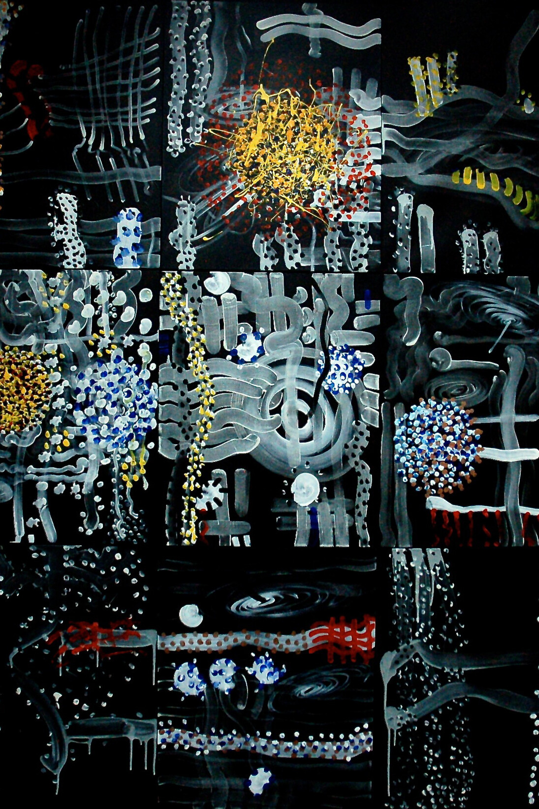 Peter Wayne Lewis, Brain In cosmic Space, 2014, acrylic on linen, 90 x 66 inches. Courtesy of the artist and Skoto Gallery
