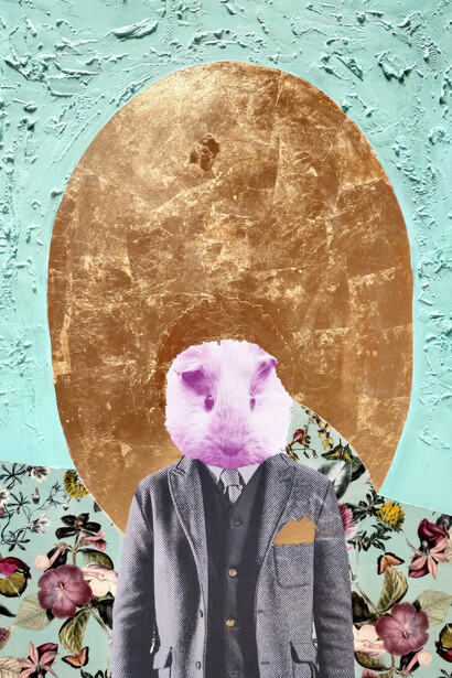 Michele Tombolini, La Cavia , 2021, mixed media on Canvas, 140 x 100 cm © Michele Tombolini, Cris Contini Contemporary