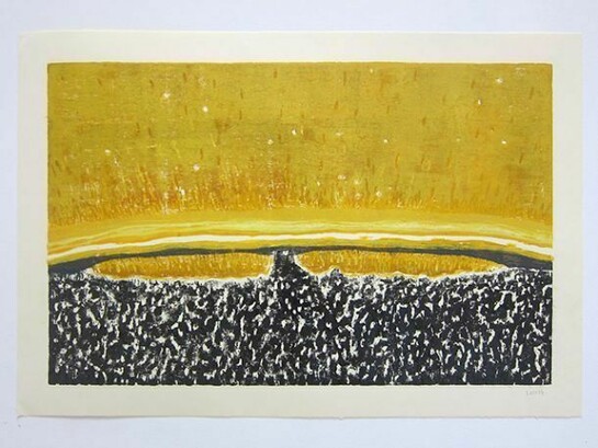 William Monk, Untitled I (Fulcrum), 2014, Woodcut on paper, 16 1/2 x 24 3/8 in. (42 x 62 cm)