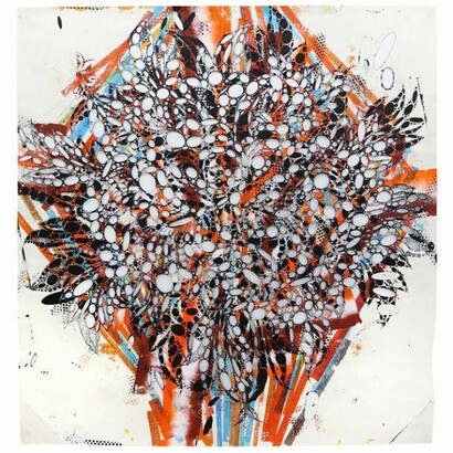 Reed Anderson, Unknown Title, 2014, Acrylic and collage on cut paper, 77 x 72 inches