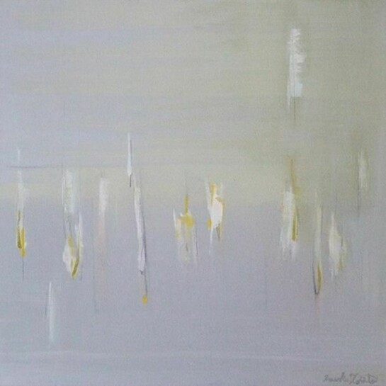 Masako Tobita, A Note, 40 x 40 cm, oil on canvas, 2013