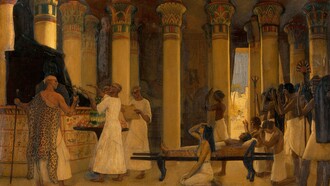 Invocazione a Imhotep. Dipinto a Olio di Ernest Board, 1912 ca