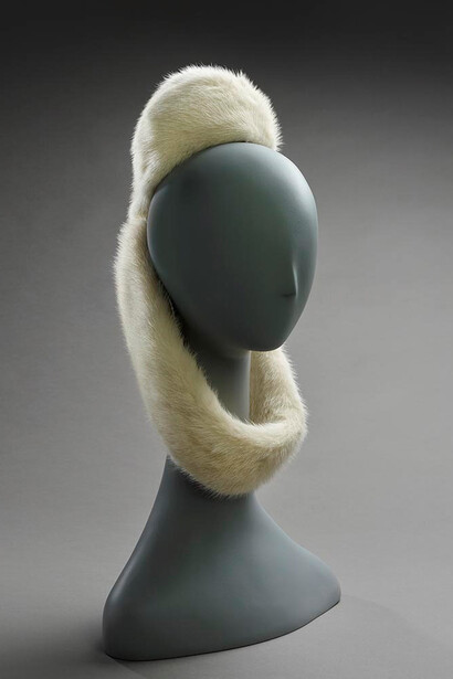 Halston, for Bergdorf Goodman, Hat, 1959–67, white mink fur, the Museum of Fine Arts, Houston, the Rienzi Collection, gift of Mr. and Mrs. Harris Masterson III.