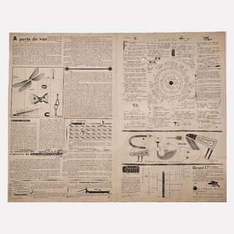 Various, Néon, “To be nothing To be everything To open being Nothingness Forgetting To be”, No. 1, January 1948, Paris. Printed matter (part of a regular set), 24 1/2 x 33 inches (62.2 x 41.9 cm) – open. Courtesy of Ubu Gallery