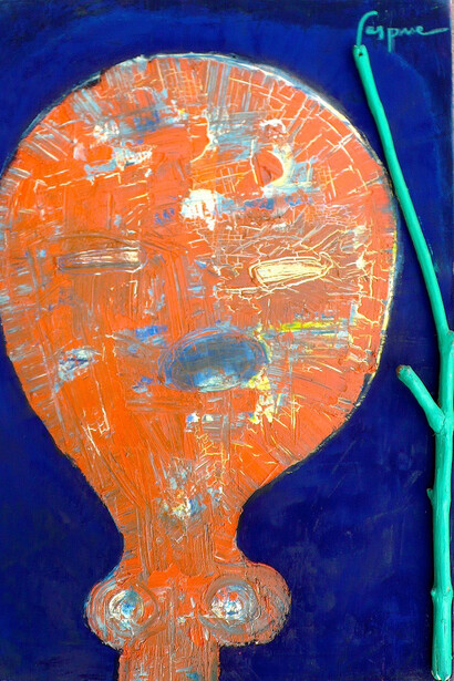 Gaspare Manos, Masque 1, 42 x 56 cm, oil paint, pure pigments, wood on canvas, 2012-14