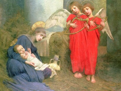 «Ángeles entreteniendo al Niño Jesús», Marianne Stokes
