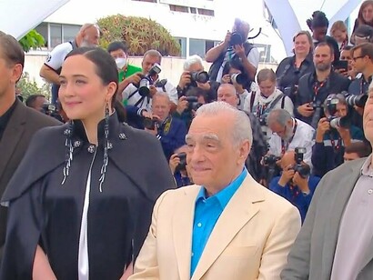 Leonardo di Caprio, Robert De Niro, Lily Gladstone e Martin Scorcese no Festival de Cannes