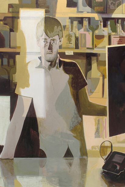 Eric at Quietside, Flashe and acrylic on canvas, 48 x 38”, 2019
