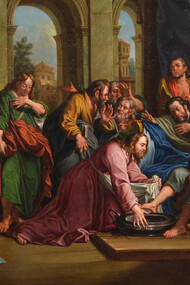Johann Heiss, (Memmingen 1640 - Augusta 1704), The Washing of the Feet, detail