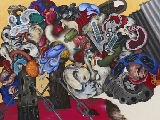 Ahmed Alsoudani, Not yet titled, 2013, Acrylic and charcoal on canvas, 188.5 x 249.5 cm