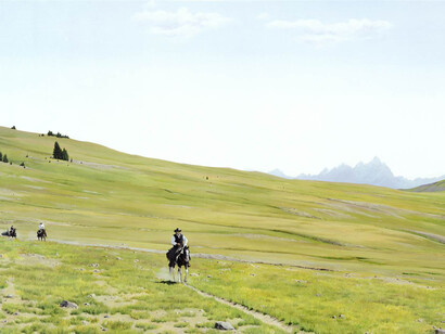 Max Werner, In the Shadow of the Tetons, Acrylic on Canvas, 34" x 51"