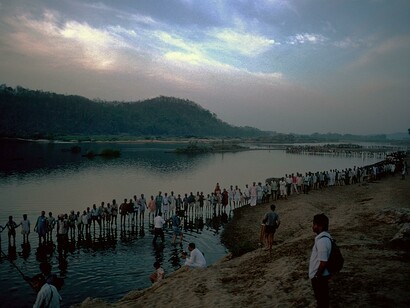 Adivasis protesting proposed mega-dams on Indravati river (central India), "the river is our mother" @ Ashish Kothari