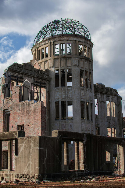The Hiroshima Peace Memorial, originally the Prefectural Industrial Promotion Hall and now known as the Genbaku Dome or A-Bomb Dome, is part of Hiroshima Peace Memorial Park and has been a UNESCO World Heritage Site since 1996