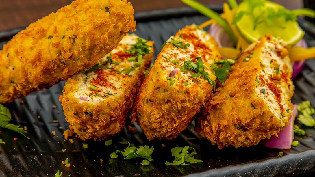 Fried chicken displayed in an artful way