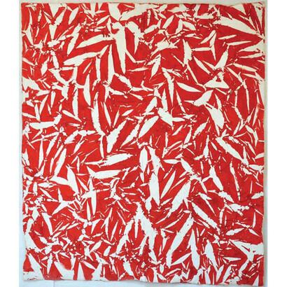 Simon Hantaï, Étude, 1969, oil on canvas, 105 x 92 inches (268 x 233 cm), Private collection. © Archives Simon Hantaï. Photo: Laurent Lecat