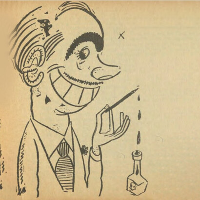 Caricatura de Penike visto por él mismo