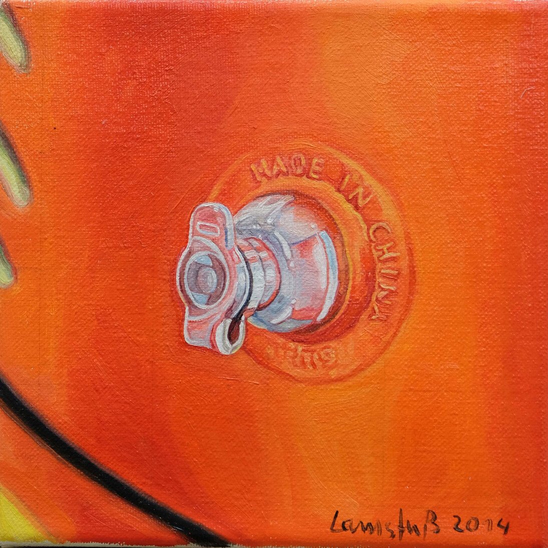 Ulrich Lamsfuss, Jeff Koons, Lobster (2003), 2013 (detail, Artforum September 2014), Oil on Canvas, 18 x 18 cm, Courtesy Galerie Daniel Templon, Paris