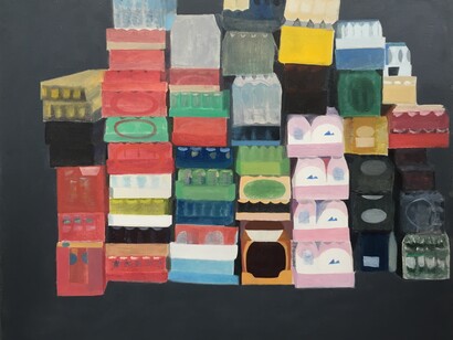 Mandy Hudson, Bottles and Cans, 2018, oil on canvas