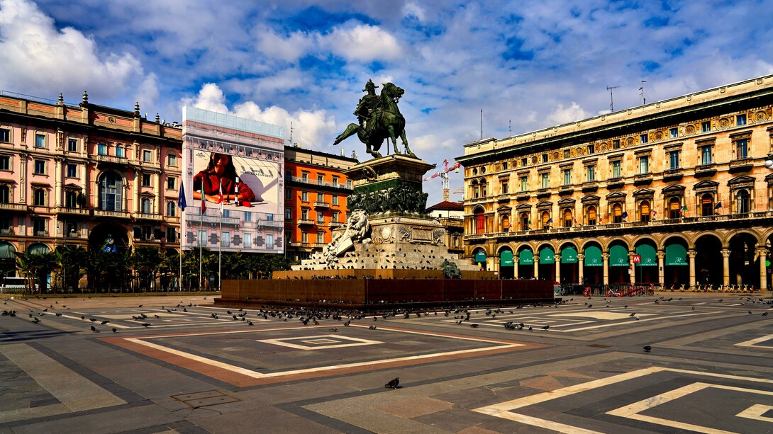 El centro de Milán vacío