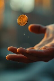 A person waiting to catch a flipping coin, capturing the illusion of fairness behind everyday decision-making