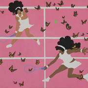 Sheena Rose,
Good Omen (Naomi Osaka and Coco Gauff),
2024.
Acrylic on canvas,
50" x 60". Courtesy of the artist and Johansson Projects