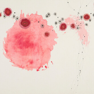 Minjung Kim, Interchange, 2014. Mixed media on mulberry Hanji paper, 75 x 86 cm (29 1/2 x 33 7/8 in.) With frame: 83.5 x 94.5 x 4.5 cm (32 7/8 x 37 1/4 x 1 3/4 in.) Courtesy of Robilant + Voena Gallery 